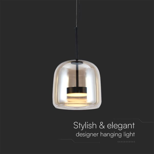Κρεμαστό Φωτιστικό 6W LED Designer Μαύρο Μέταλλο + Γυαλί Κεχριμπάρι D250 Θερμό 3000K V-TAC – 23379