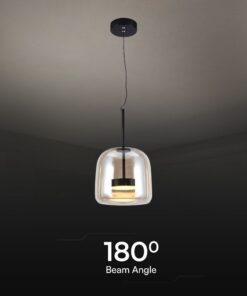 Κρεμαστό Φωτιστικό 6W LED Designer Μαύρο Μέταλλο + Γυαλί Κεχριμπάρι D250 Θερμό 3000K V-TAC – 23379