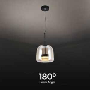 Κρεμαστό Φωτιστικό 6W LED Designer Μαύρο Μέταλλο + Γυαλί Κεχριμπάρι D250 Θερμό 3000K V-TAC – 23379