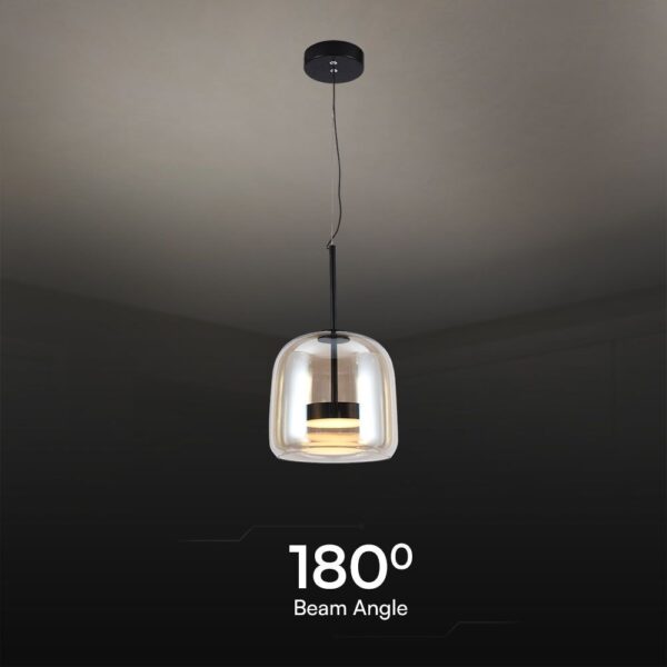 Κρεμαστό Φωτιστικό 6W LED Designer Μαύρο Μέταλλο + Γυαλί Κεχριμπάρι D250 Θερμό 3000K V-TAC – 23379