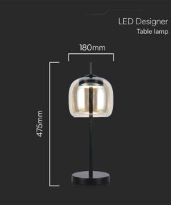 LED Designer Πορτατίφ 7W Μαύρο Μέταλλο + Γυαλί Κεχριμπάρι 3000K V-TAC – 23380