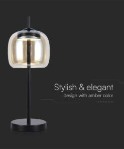 LED Designer Πορτατίφ 7W Μαύρο Μέταλλο + Γυαλί Κεχριμπάρι 3000K V-TAC – 23380