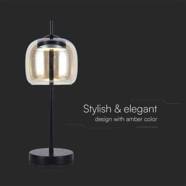 LED Designer Πορτατίφ 7W Μαύρο Μέταλλο + Γυαλί Κεχριμπάρι 3000K V-TAC – 23380