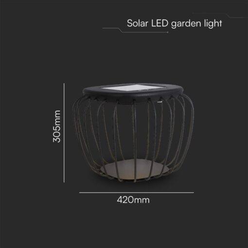 1W LED Designer Ηλιακό Φωρητό Φωτιστικό με Μαύρο Σώμα 6000K+3000K V-TAC – 23383