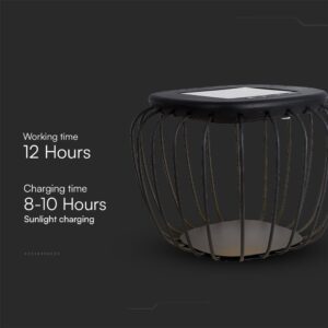 1W LED Designer Ηλιακό Φωρητό Φωτιστικό με Μαύρο Σώμα 6000K+3000K V-TAC – 23383