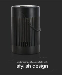 Ηλιακό Φορητό Πορτατίφ LED Μαύρο με Λαβή Θερμό 3000K V-TAC – 23385