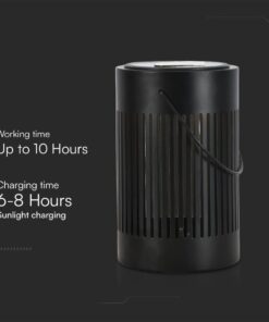 Ηλιακό Φορητό Πορτατίφ LED Μαύρο με Λαβή Θερμό 3000K V-TAC – 23385