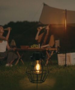 LED Ηλιακό Φορητό Φωτιστικό Μαύρο με Λαβή Θερμό 2700K V-TAC – 23386