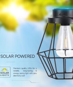 LED Ηλιακό Φορητό Φωτιστικό Μαύρο με Λαβή Θερμό 2700K V-TAC – 23386