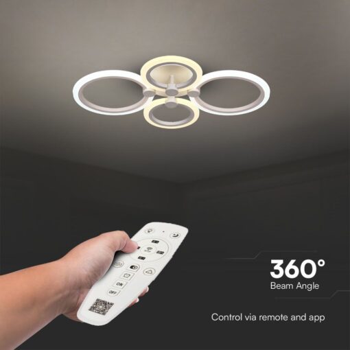Φωτιστικό Οροφής LED 51W 3IN1 Dimmable με Τηλεχειριστήριο Λευκού Χρώματος V-TAC – 23394VT