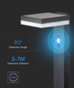 Φωτιστικό Κολωνάκι Κήπου LED 5.5W 3000Κ Ηλιακό με Αισθητήρα PIR IP54 Μαύρου Χρώματος V-TAC – 23398VT