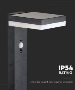 Φωτιστικό Κολωνάκι Κήπου LED 5.5W 3000Κ Ηλιακό με Αισθητήρα PIR IP54 Μαύρου Χρώματος V-TAC – 23398VT