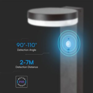 Φωτιστικό Κολωνάκι Κήπου LED 5.5W 3000Κ Ηλιακό με Αισθητήρα PIR IP54 Μαύρου Χρώματος V-TAC – 23399VT