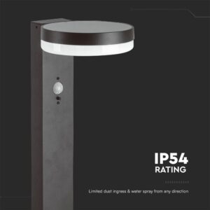 Φωτιστικό Κολωνάκι Κήπου LED 5.5W 3000Κ Ηλιακό με Αισθητήρα PIR IP54 Μαύρου Χρώματος V-TAC – 23399VT