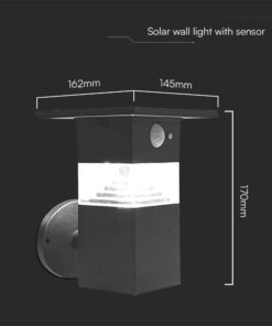 Επιτοίχιο Φωτιστικό Βεράντας LED 3W 3000K Ηλιακό με Αισθητήρα PIR IP54 Μαύρο V-TAC – 23400VT