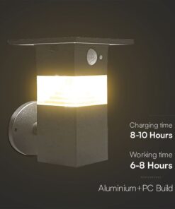 Επιτοίχιο Φωτιστικό Βεράντας LED 3W 3000K Ηλιακό με Αισθητήρα PIR IP54 Μαύρο V-TAC – 23400VT