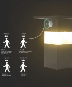 Επιτοίχιο Φωτιστικό Βεράντας LED 3W 3000K Ηλιακό με Αισθητήρα PIR IP54 Μαύρο V-TAC – 23400VT