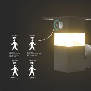 Επιτοίχιο Φωτιστικό Βεράντας LED 3W 3000K Ηλιακό με Αισθητήρα PIR IP54 Μαύρο V-TAC – 23400VT