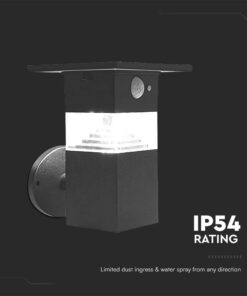 Επιτοίχιο Φωτιστικό Βεράντας LED 3W 3000K Ηλιακό με Αισθητήρα PIR IP54 Μαύρο V-TAC – 23400VT