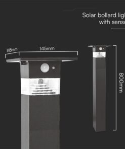 Φωτιστικό Κολωνάκι Κήπου LED 3W 3000Κ Ηλιακό με Ανιχνευτή Κίνησης IP54 Μαύρο V-TAC – 23401VT