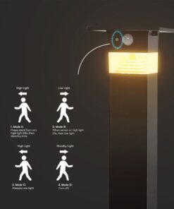 Φωτιστικό Κολωνάκι Κήπου LED 3W 3000Κ Ηλιακό με Ανιχνευτή Κίνησης IP54 Μαύρο V-TAC – 23401VT