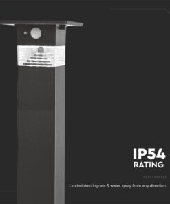 Φωτιστικό Κολωνάκι Κήπου LED 3W 3000Κ Ηλιακό με Ανιχνευτή Κίνησης IP54 Μαύρο V-TAC – 23401VT