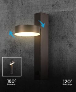 Μοντέρνο Περιστρεφόμενο Φωτιστικό Τοίχου – Απλίκα Ξενοδοχείου Bed Side 8W Μαύρο με Φορτιστή USB V-TAC 3000K – 23405