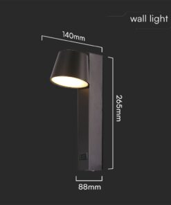 Μοντέρνο Περιστρεφόμενο Φωτιστικό Τοίχου – Απλίκα Ξενοδοχείου Bed Side 8W Μαύρο με Φορτιστή USB V-TAC 3000K – 23406