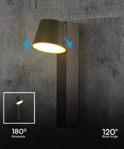 Μοντέρνο Περιστρεφόμενο Φωτιστικό Τοίχου – Απλίκα Ξενοδοχείου Bed Side 8W Μαύρο με Φορτιστή USB V-TAC 3000K – 23406