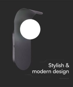 Απλίκα Τοίχου Designer με Γυάλινη Σφαίρα 1xG9 Μαύρο Σώμα V-TAC – 23407
