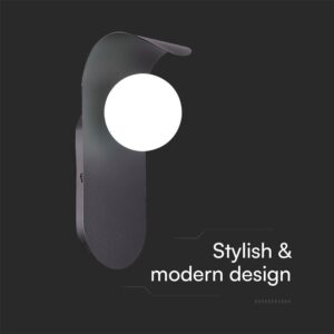 Απλίκα Τοίχου Designer με Γυάλινη Σφαίρα 1xG9 Μαύρο Σώμα V-TAC – 23407