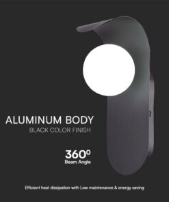 Απλίκα Τοίχου Designer με Γυάλινη Σφαίρα 1xG9 Μαύρο Σώμα V-TAC – 23407