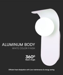 Απλίκα Τοίχου Designer με Γυάλινη Σφαίρα 1xG9 Λευκό Σώμα V-TAC – 23408