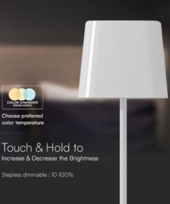 Επιτραπέζιο Φωτιστικό LED 5W Ηλιακό 3IN1 Dimmable IP65 Λευκού Χρώματος V-TAC – 23412VT