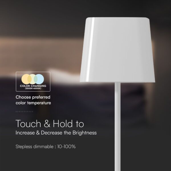 Επιτραπέζιο Φωτιστικό LED 5W Ηλιακό 3IN1 Dimmable IP65 Λευκού Χρώματος V-TAC – 23412VT