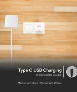 Επιτραπέζιο Φωτιστικό LED 5W Ηλιακό 3IN1 Dimmable IP65 Λευκού Χρώματος V-TAC – 23412VT