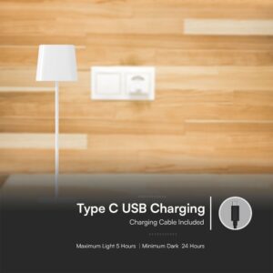 Επιτραπέζιο Φωτιστικό LED 5W Ηλιακό 3IN1 Dimmable IP65 Λευκού Χρώματος V-TAC – 23412VT
