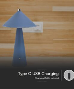 Επιτραπέζιο Επαναφορτιζόμενο Φωτιστικό με Μπλε Δέρμα LED 3W CCT Dimmable V-TAC – 23414VT