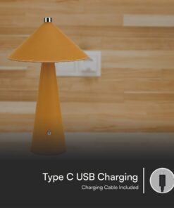 Επιτραπέζιο Επαναφορτιζόμενο Φωτιστικό με Κίτρινο Δέρμα LED 3W CCT Dimmable V-TAC – 23415VT