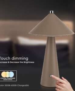 Επιτραπέζιο Επαναφορτιζόμενο Φωτιστικό με Καφέ Δέρμα LED 3W CCT Dimmable V-TAC – 23416VT