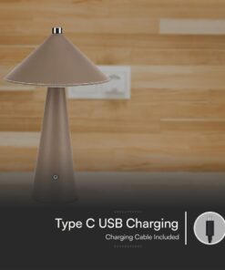 Επιτραπέζιο Επαναφορτιζόμενο Φωτιστικό με Καφέ Δέρμα LED 3W CCT Dimmable V-TAC – 23416VT