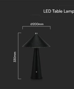 Επιτραπέζιο Επαναφορτιζόμενο Φωτιστικό με Μαύρο Δέρμα LED 3W CCT Dimmable V-TAC – 23417VT