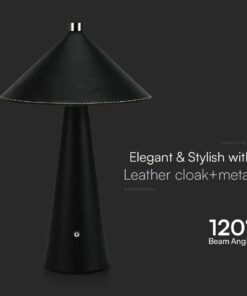 Επιτραπέζιο Επαναφορτιζόμενο Φωτιστικό με Μαύρο Δέρμα LED 3W CCT Dimmable V-TAC – 23417VT