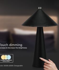 Επιτραπέζιο Επαναφορτιζόμενο Φωτιστικό με Μαύρο Δέρμα LED 3W CCT Dimmable V-TAC – 23417VT