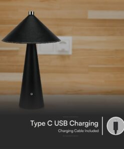Επιτραπέζιο Επαναφορτιζόμενο Φωτιστικό με Μαύρο Δέρμα LED 3W CCT Dimmable V-TAC – 23417VT