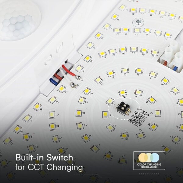 Φωτιστικό Οροφής LED 15W LED 3IN1  SAMSUNG CHIP Με Ανιχνευτή Κίνησης Λευκό IP44  V-TAC – 23420VT