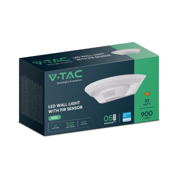 Επιτοίχιο Φωτιστικό LED 10W Με Ανιχνευτή Κίνησης SAMSUNG CHIP 3in1 IP54 Λευκό V-TAC – 23421VT
