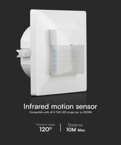 Χωνευτός Ανιχνευτής Κίνησης 2 Γραμμών 120º Ανίχνευση Λευκός V-TAC – 23425VT