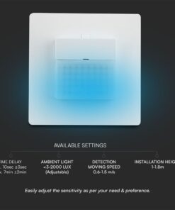 Χωνευτός Ανιχνευτής Κίνησης 2 Γραμμών 120º Ανίχνευση Λευκός V-TAC – 23425VT