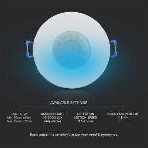 Χωνευτός Ανιχνευτής Κίνησης 360º Λευκός V-TAC – 23426VT